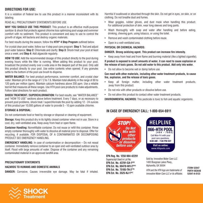 HTH Pool Care Shock 12 oz, Pack of 6