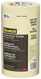 Scotch 2020-24A-CP Masking Tape, 60 yd L, 0.94 in W, Crepe Paper Backing, Beige