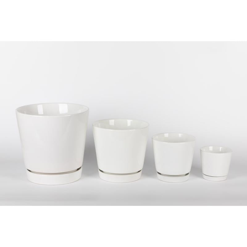 Border Concepts 6 in. D Ceramic Flair Saucer Planter White, Pack of 6