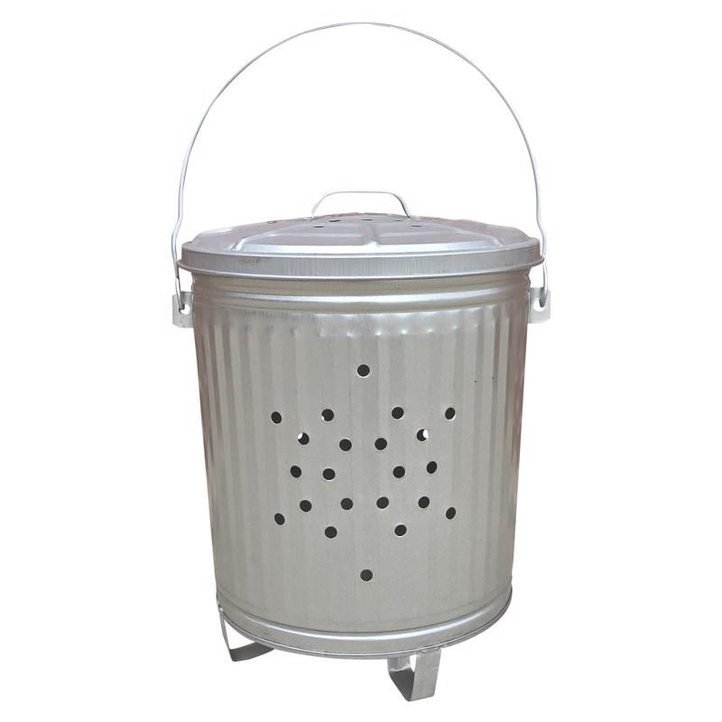 Behrens 7.5 gal Silver Galvanized Steel Trash Burner Can Lid Included Animal Proof/Animal Resistant, Pack of 6