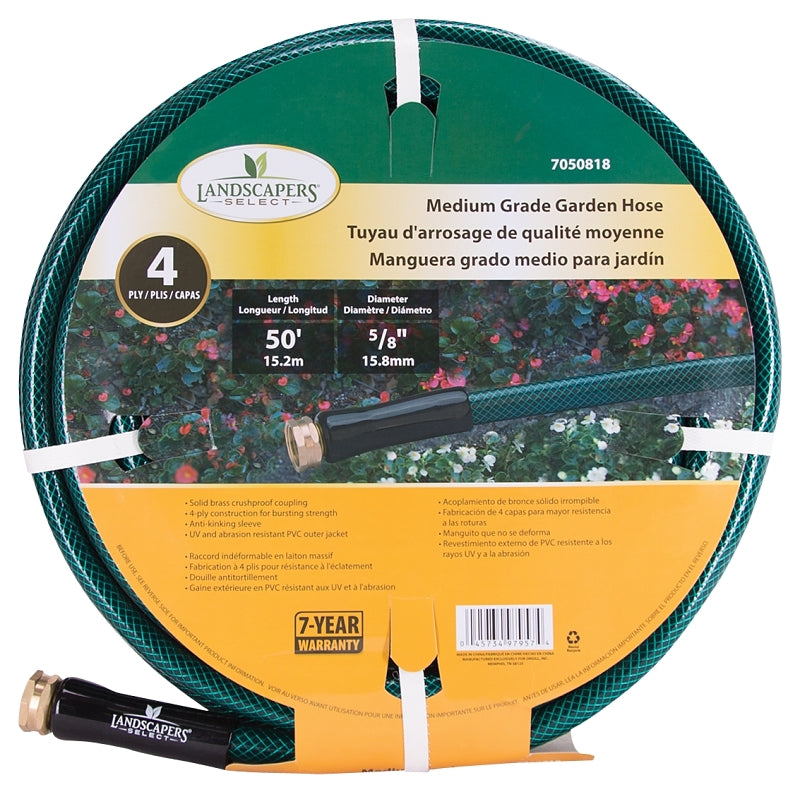 Landscapers Select BL5820050HM Garden Hose, 50 ft L, Female x Male, PVC, Green