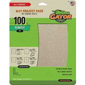Gator 4441 Sanding Sheet, 11 in L, 9 in W, 100 Grit, Medium, Aluminum Oxide Abrasive