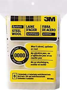 3M 10119NA Steel Wool, 4 in L, 5-1/4 in W, #0000 Grit, Super Fine