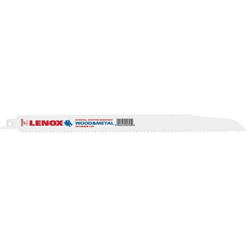 Lenox 22755OSB156R Reciprocating Saw Blade, 3/4 in W, 12 in L, 6 TPI, Bi-Metal Cutting Edge, Pack of 50