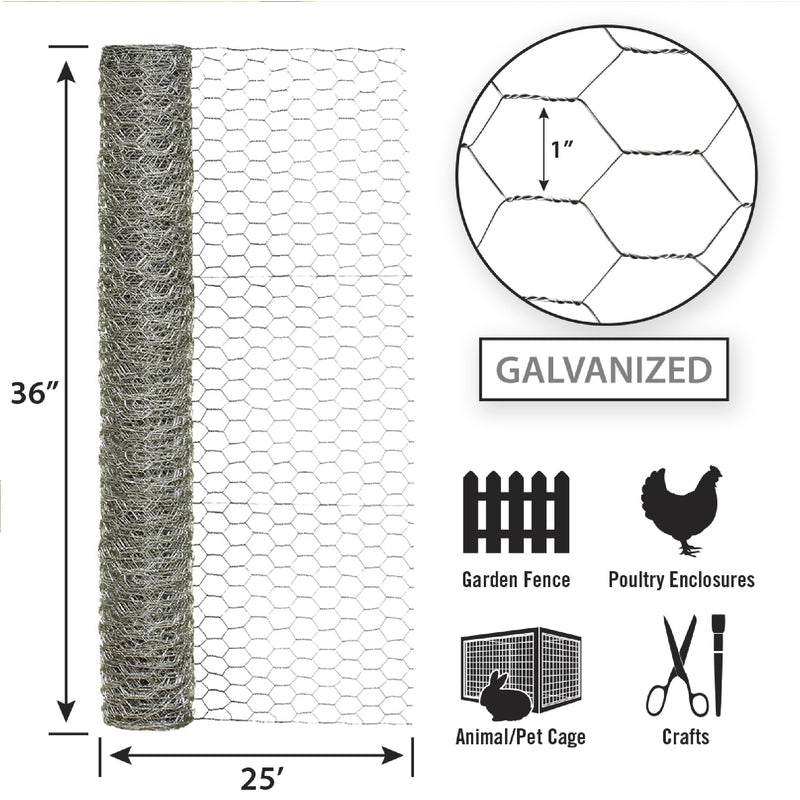 Garden Craft 36 in. H X 25 ft. L Galvanized Steel Fencing 1 in. X 1 in. in.