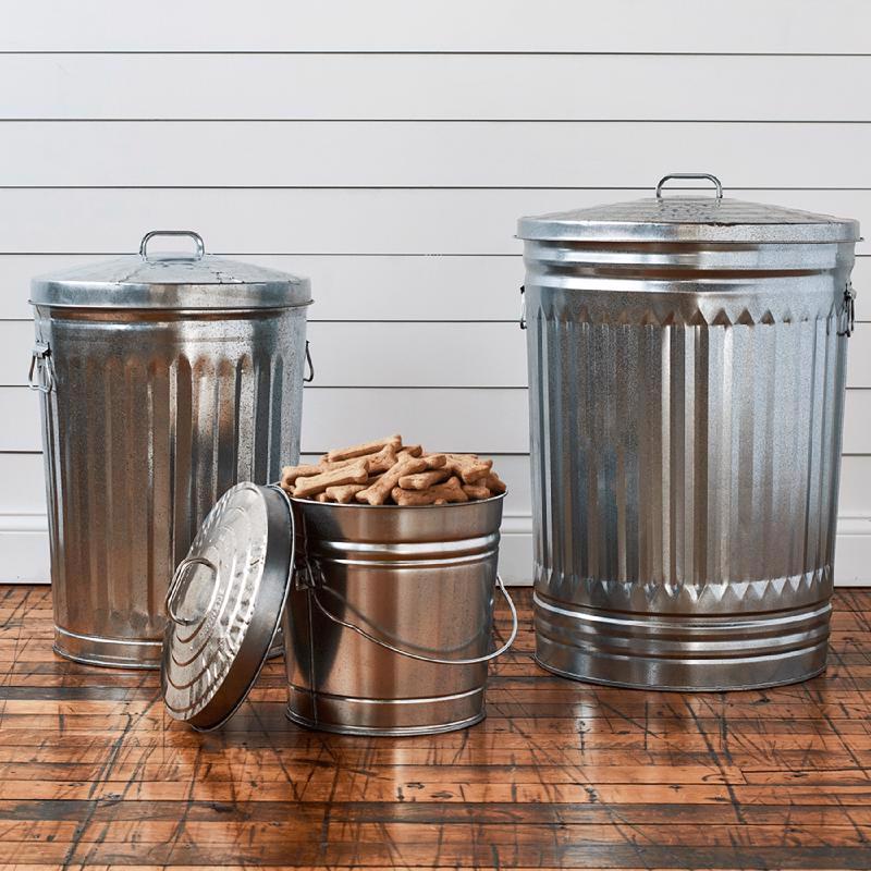 Behrens Gray Locking Lid Metal Pet Food Storage Container For All Pets, Pack of 6