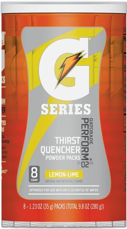 Gatorade 13163 Thirst Quencher Instant Powder Sports Drink Mix, Powder, Lemon Lime, 1.34 oz Pack, Pack of 8