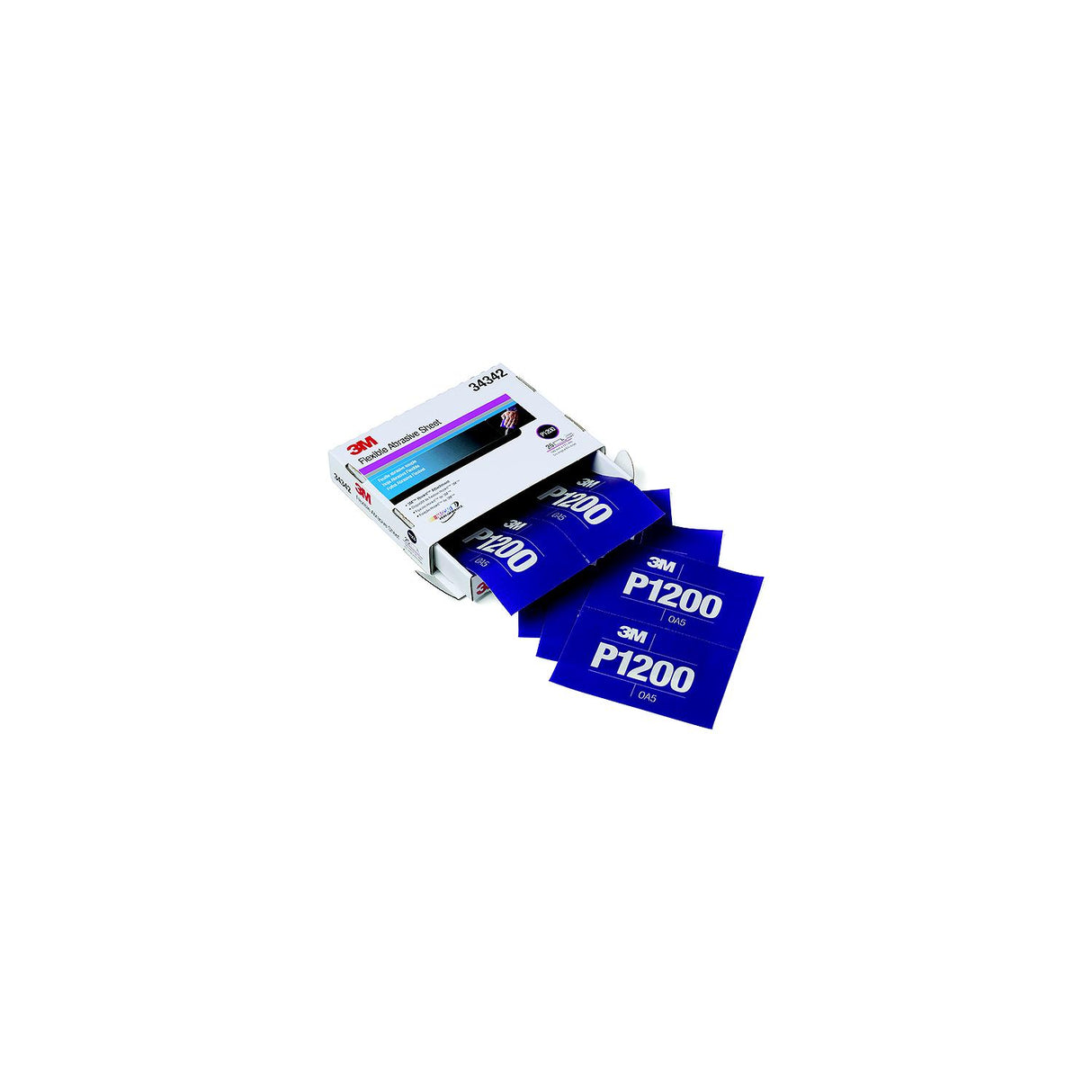 3M Hookit Flexible Abrasive Hand Sheet, P1200, 25/pk