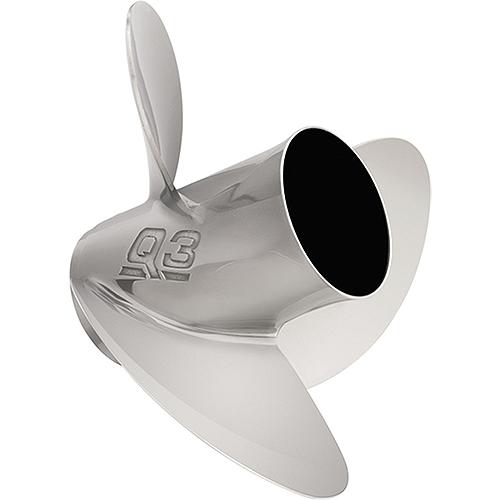 Quicksilver 8M0103525 Q3 13.6" diameter X 21" pitch, 3-Blade Stainless Steel Propeller, Right Hand Rotation, High Polished Finish