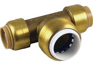 SharkBite UIP371A Transition Pipe Tee, 3/4 in, Push-to-Connect, DZR Brass