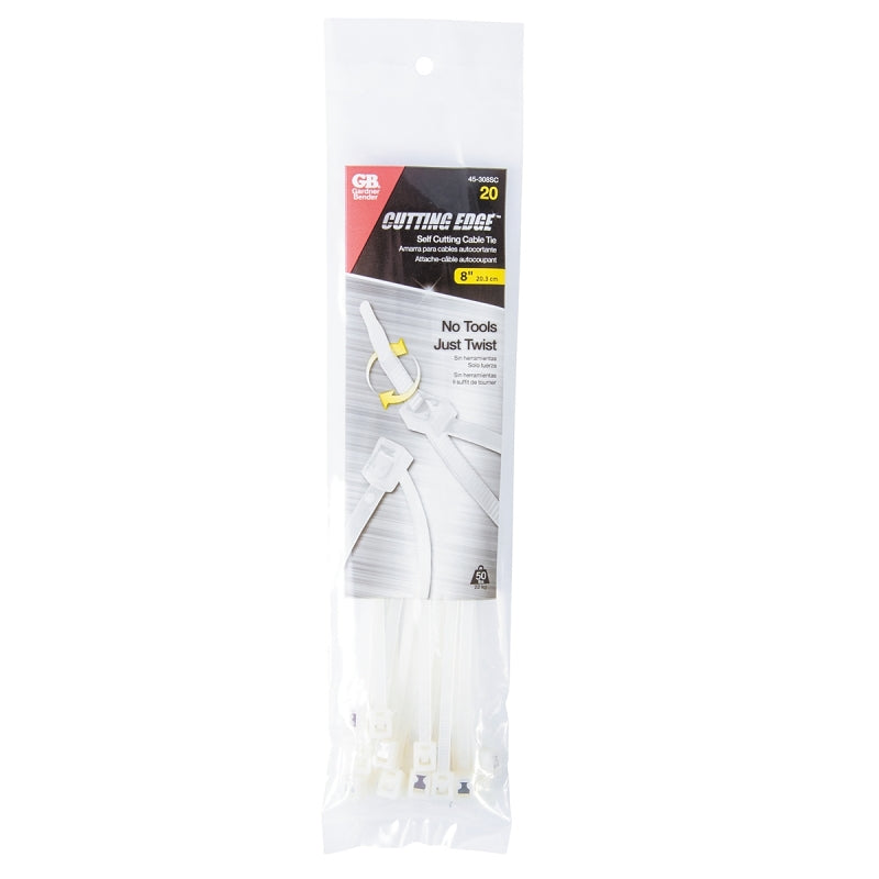 Gardner Bender 45-308SC Cable Tie, 2 in Max Bundle Dia, Double-Lock Locking, Nylon, Natural