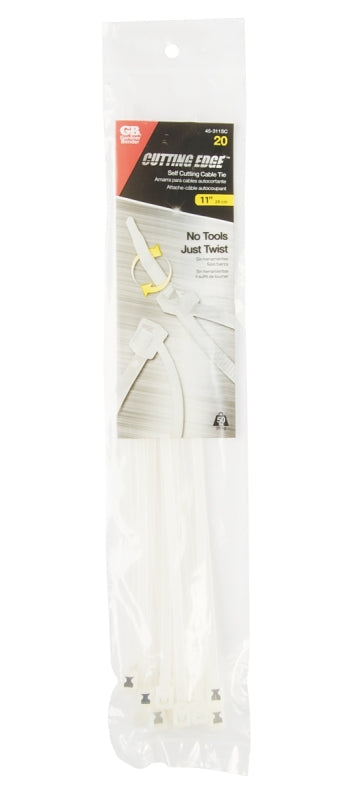 Gardner Bender 45-311SC Cable Tie, 3 in Max Bundle Dia, Double-Lock Locking, Nylon, Natural