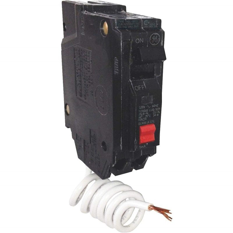 GE THQL1120GFTP Feeder Circuit Breaker, Thermal Magnetic, 20 A, 1-Pole, 120 V, Non-Interchangeable Trip, Plug