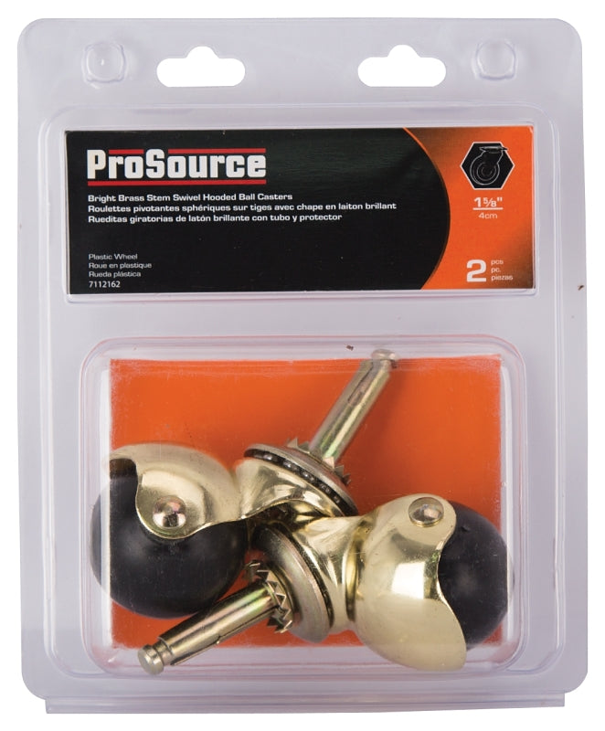 ProSource JC-E02-PS Caster, 1-5/8 in Dia Wheel, 1-5/8 in W Wheel, Black, 70 lb, Steel Housing Material
