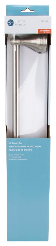 Boston Harbor L5018-13B-10-3L Towel Bar, 18 in L Rod, Brushed Nickel, Surface