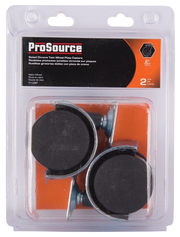 ProSource JC-F11-PS Caster, 2 in Dia Wheel, 47 mm W Wheel, Nylon Wheel, Black, 75 lb, Steel Housing Material