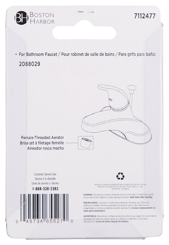 Boston Harbor A500267NNP-55-P Faucet Aerator Female, 55/64 in Female, Plastic, Brushed Nickel