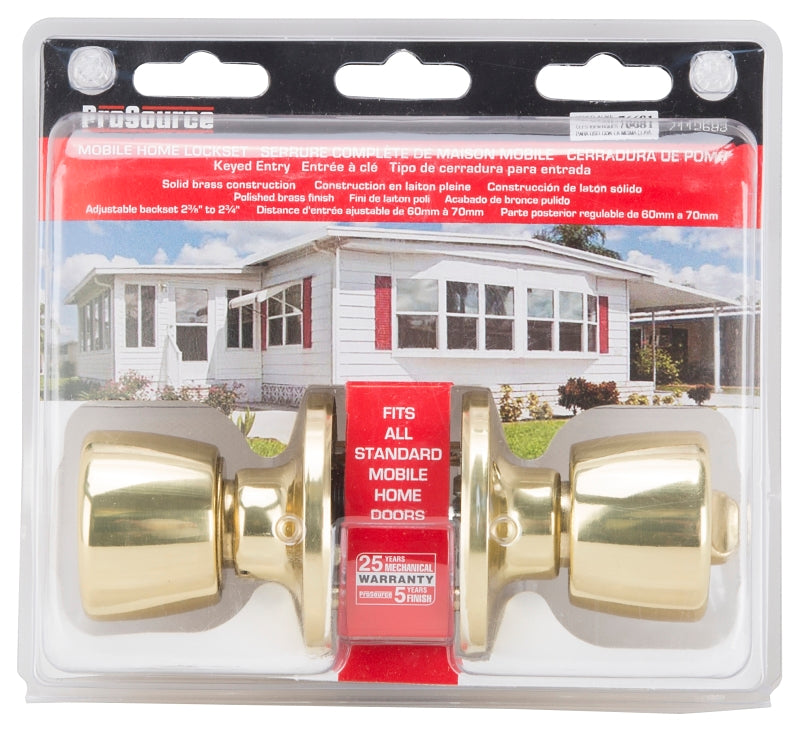 ProSource T-5764PB-ET Entry Knob, Brass, Polished Brass, Pack of 3