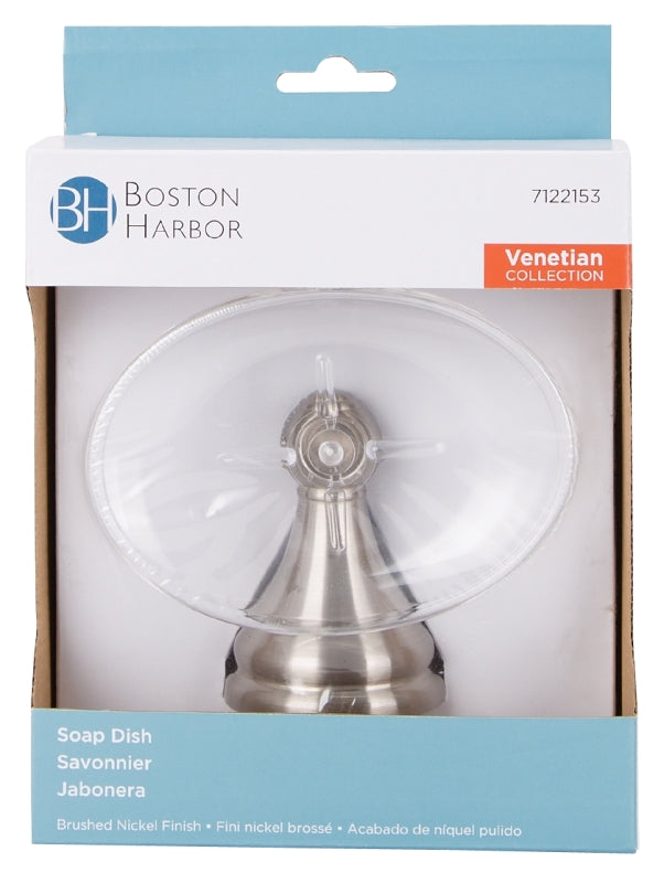 Boston Harbor L5059P-13B-10-3L Soap Dish, Wall Mounting, Acrylic Tray/Zinc, Brushed Nickel Finish