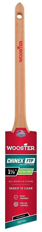 Wooster Chinex 4424-1 1/2 Paint Brush, 1-1/2 in W, 2-3/16 in L Bristle, Synthetic Fabric Bristle, Thin Angular Handle