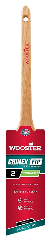 Wooster Chinex 4424-2 Paint Brush, 2 in W, 2-7/16 in L Bristle, Synthetic Fabric Bristle, Thin Angular Handle