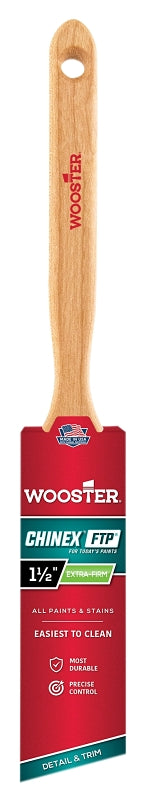 Wooster Chinex 4410-1-1/2 Paint Brush, 1-1/2 in W, 2-7/16 in L Bristle, Synthetic Bristle, Angular Handle