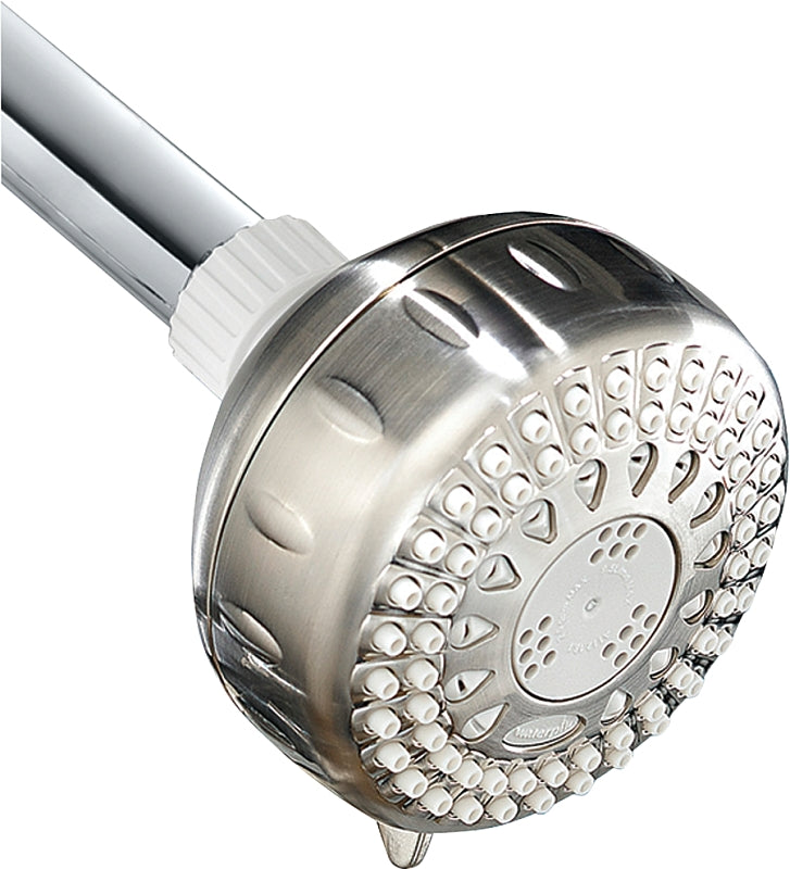 Waterpik PowerSpray+ Series TRS-529E Showerhead, Round, 1.8 gpm, 1/2 in Connection, NPT, 5-Spray Function, Plastic