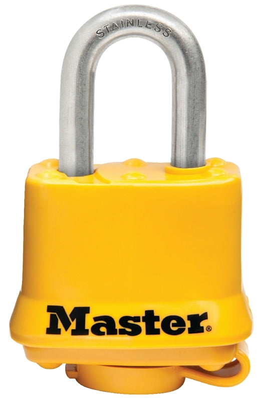 Master Lock 315SSKADHC Padlock, 1-9/16 in W Body, Keyed Alike Key, 9/32 in Dia Shackle, 3/4 in H Shackle, Steel Body