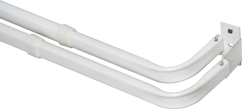 Kenney KN521 Curtain Rod, 2 in Dia, 28 to 48 in L, Steel, White, Enamel