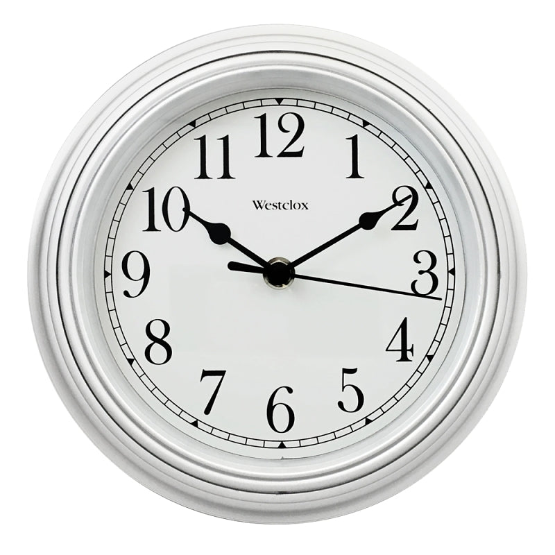 Westclox 46994A Clock, 8-1/2 in Dia, Round, White Frame, Plastic Clock Face, Analog