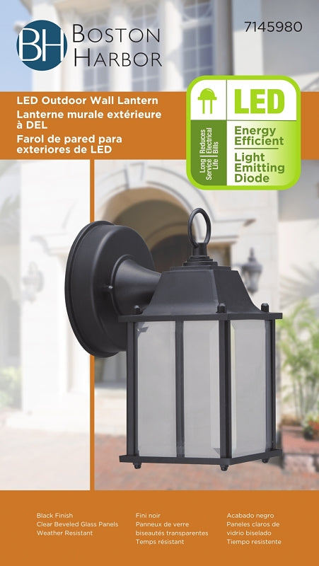 Boston Harbor 0038-WD-BK Outdoor Wall Lantern, 6.65 W, 120 V, LED, 320 Lumens, 3000 K, Aluminum, Black