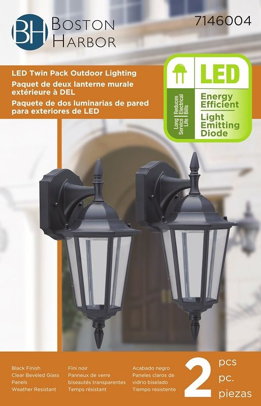 Boston Harbor 0024-WD-2PK Twin Pack Lighting, 6.7 W, 120 V, LED, 300 Lumens, 3000 K, Aluminum, Black