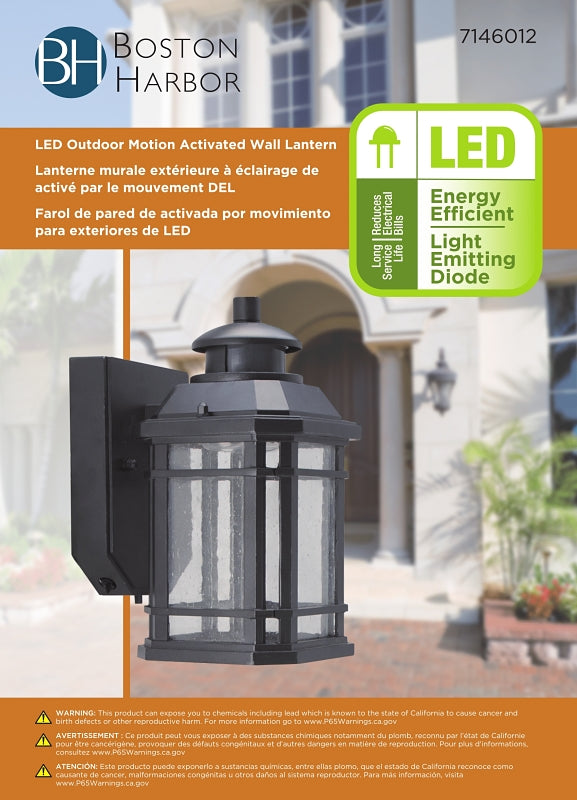 Boston Harbor LED-0214-WD-SE Outdoor Motion Activated Wall Lantern, 10.5 W, 120 V, LED, 350 Lumens, 3000 K, Aluminum