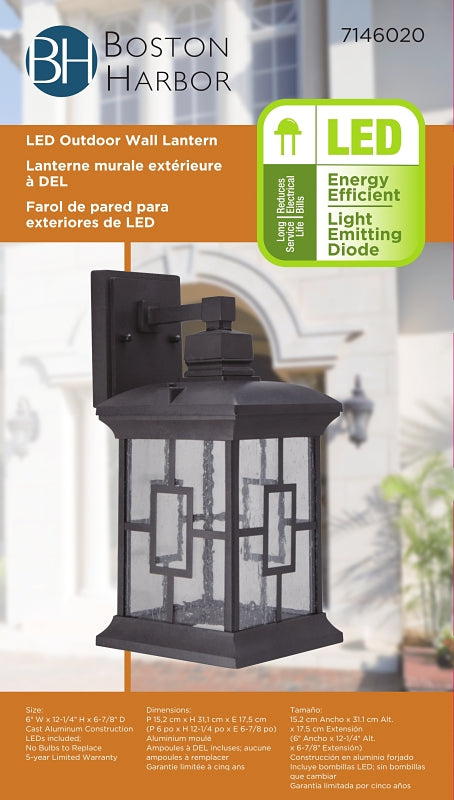 Boston Harbor LED-0172F-WD Outdoor Wall Lantern, 11 W, 120 V, LED, 600 Lumens, 3000 K, Aluminum, Rustic Brown