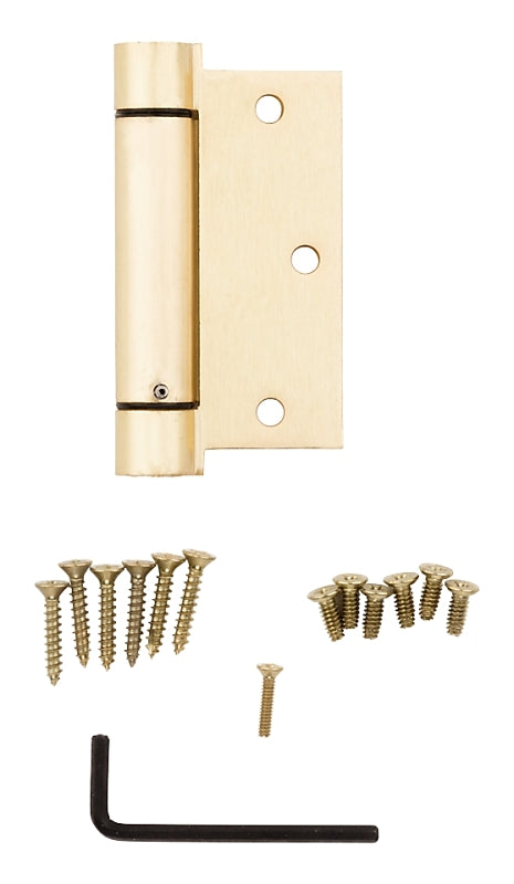 National Hardware N184-556 Spring Hinge, 3-1/2 in H Door Leaf, 3-1/2 in H Frame Leaf, 3-1/2 in L x 3-1/2 in W, Steel