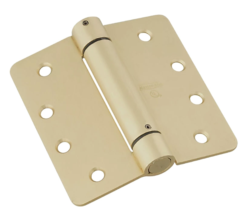 National Hardware N185-207 Spring Hinge, Cold Rolled Steel, Brass, 8-Mounting Hole, Wall Mounting, 37 lb