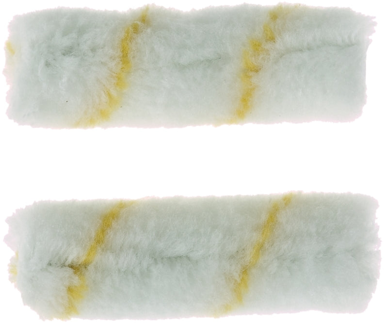 Linzer MR300-2 Roller Cover, 3/8 in Thick Nap, 4 in L, Pro Stripe Woven Cover, White/Yellow