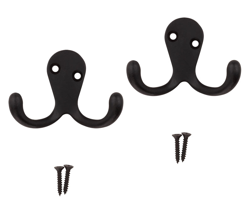 National Hardware V163 Series N330-829 Cloth Hook, 35 lb, 2 -Hook, Zinc, Oil-Rubbed Bronze