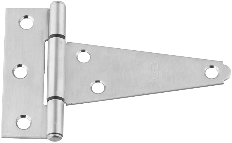 National Hardware N342-501 T-Hinge, 3-5/32 in H Dimensions, 4 in, Stainless Steel, Stainless Steel, Fixed Pin