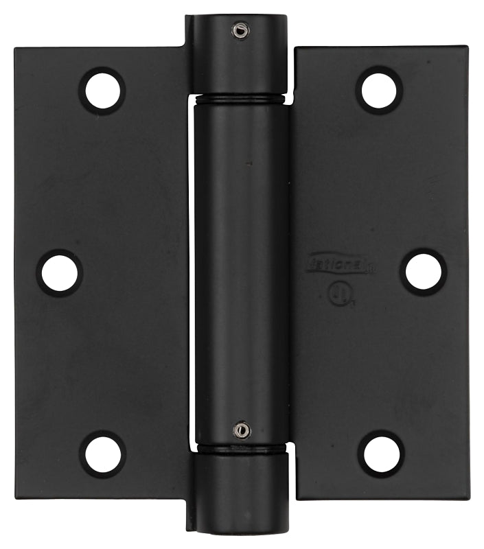 National Hardware N350-769 Spring Hinge, 3-1/2 in L x 3-1/2 in W, Steel, Oil-Rubbed Bronze, 8-Mounting Hole, 30 lb