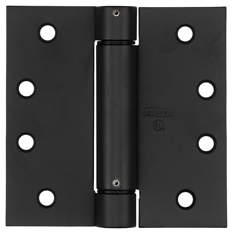 National Hardware N350-793 Spring Hinge, 4 in L x 4 in W, Steel, Oil-Rubbed Bronze, 8-Mounting Hole, 37 lb