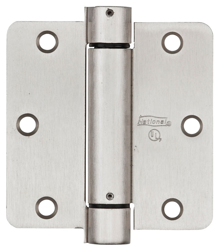National Hardware N350-835 Spring Hinge, 3-1/2 in L, Steel, Satin Nickel, 6-Mounting Hole, 30 lb