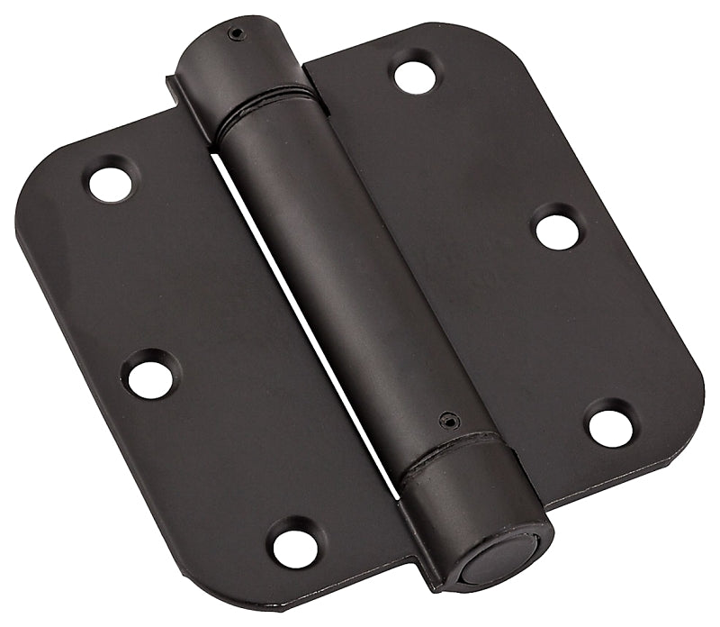 National Hardware N350-884 Spring Hinge, 3-1/2 in L, Steel, Oil-Rubbed Bronze, 6-Mounting Hole, 30 lb