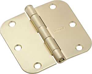National Hardware N830-334 Door Hinge, 3-1/2 in H Frame Leaf, Cold Rolled Steel, Satin Brass, Removable Pin, Mortise