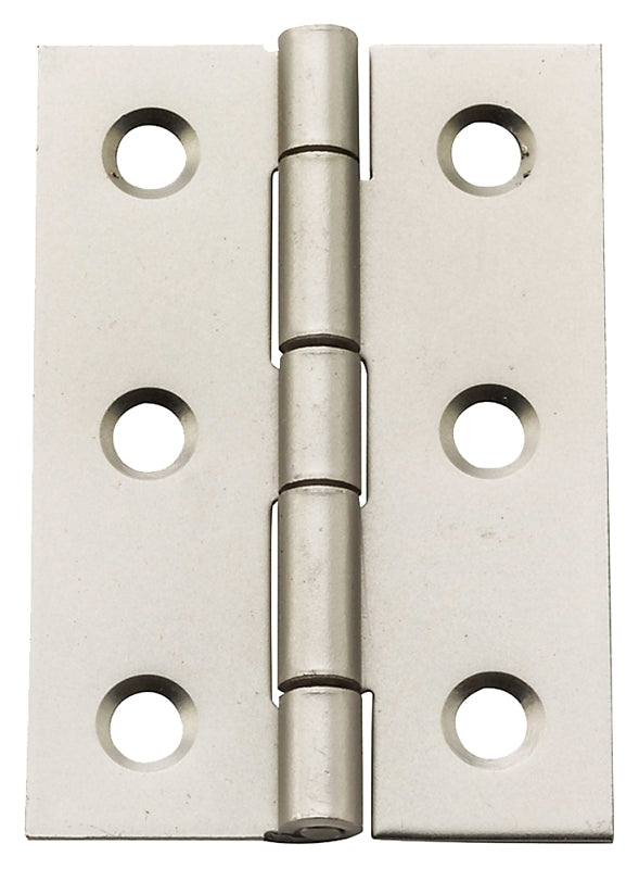 National Hardware N211-015 Decorative Broad Hinge, 2 in H Door Leaf, 3/64 in Thick Door Leaf, Steel, Satin Nickel, 5 lb