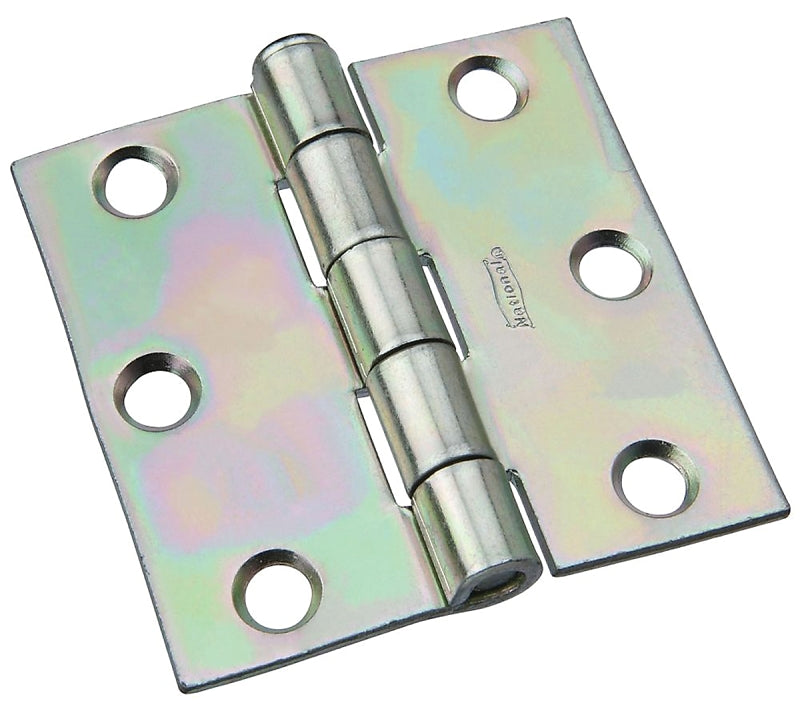 National Hardware N139-832 Broad Hinge, 3 in W Frame Leaf, 0.08 in Thick Frame Leaf, Steel, Zinc, Loose, Removable Pin