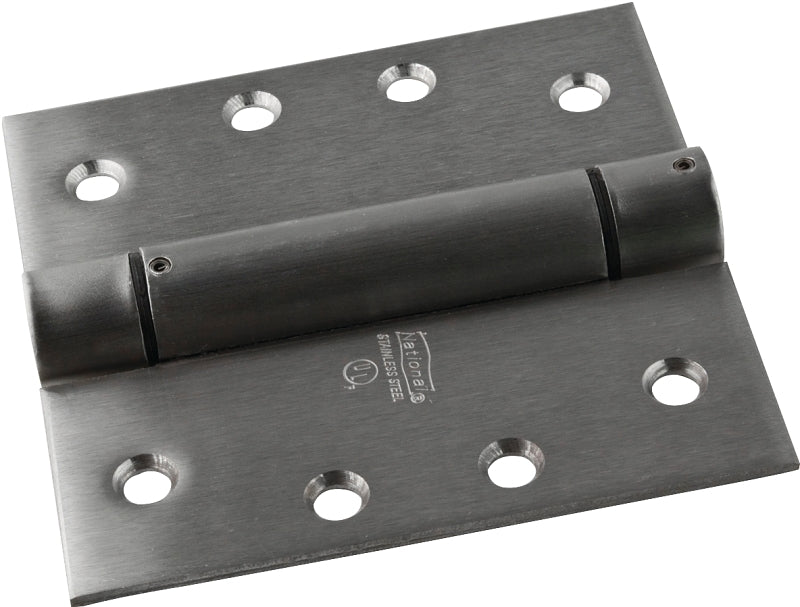 National Hardware N350-819 Spring Hinge, 4 in L x 4 in W, Stainless Steel, Stainless Steel, 8-Mounting Hole, 37 lb