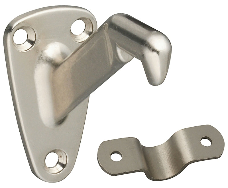 National Hardware N325-548 Handrail Bracket with Strap, 250 lb, Zinc, Satin Nickel, 1/PK