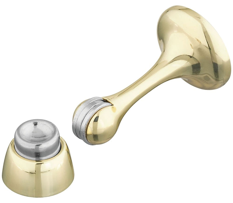 National Hardware N328-161 Door Stop, 1-3/4 in Dia Base, 3 in Projection, Steel/Zinc, Brass
