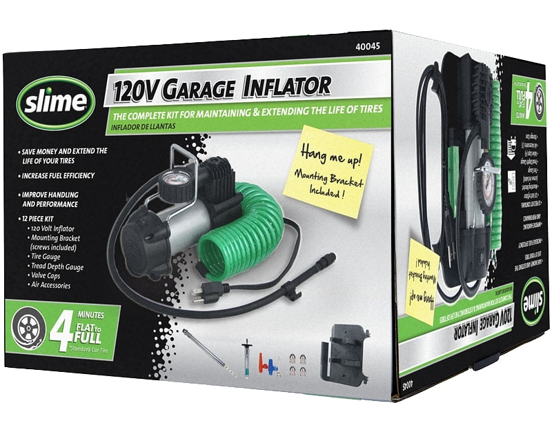 Slime 40045 Garage Tire Inflator, 120 V, 0 to 150 psi Pressure, Dial